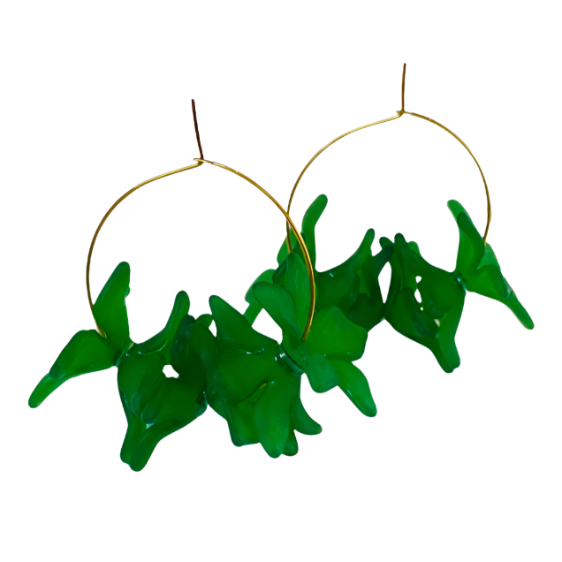 Green floral hoop earrings from HOLST+LEE
