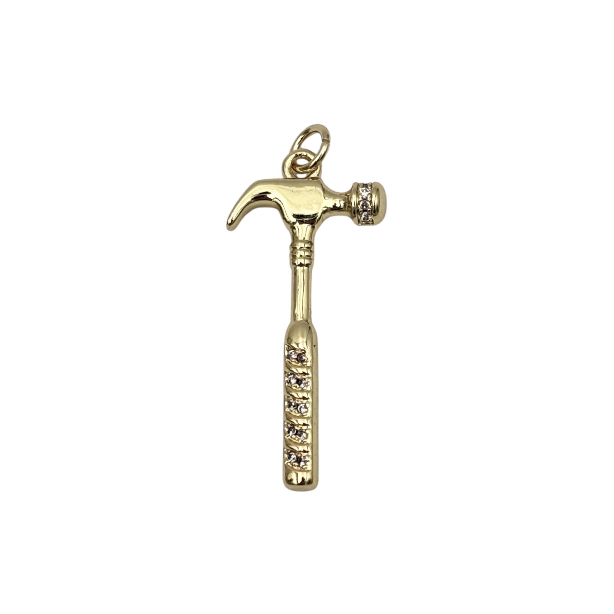Gold claw hammer charm with pavé rhinestone handle by HOLST+LEE