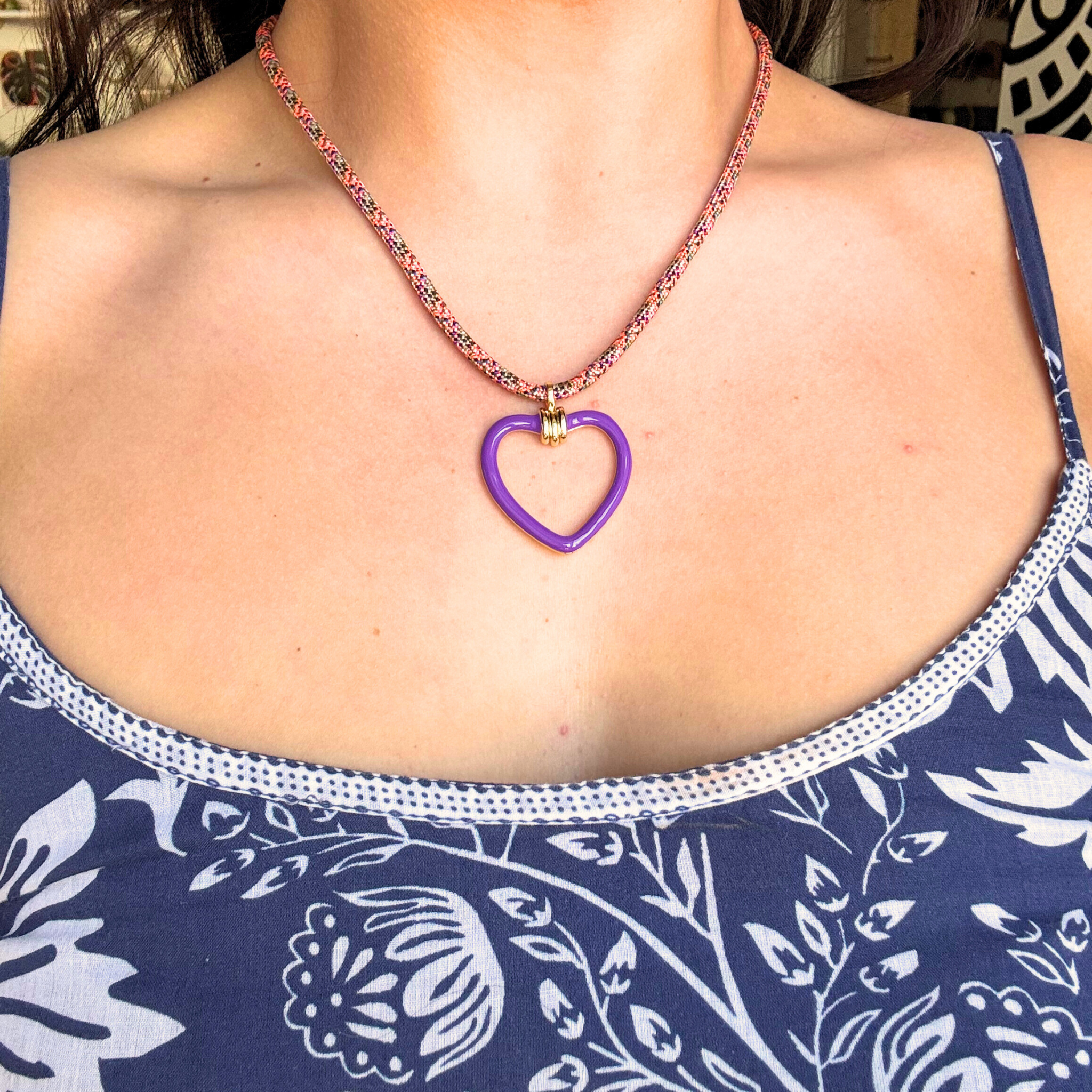 Heart on a String Multi Purple on Model