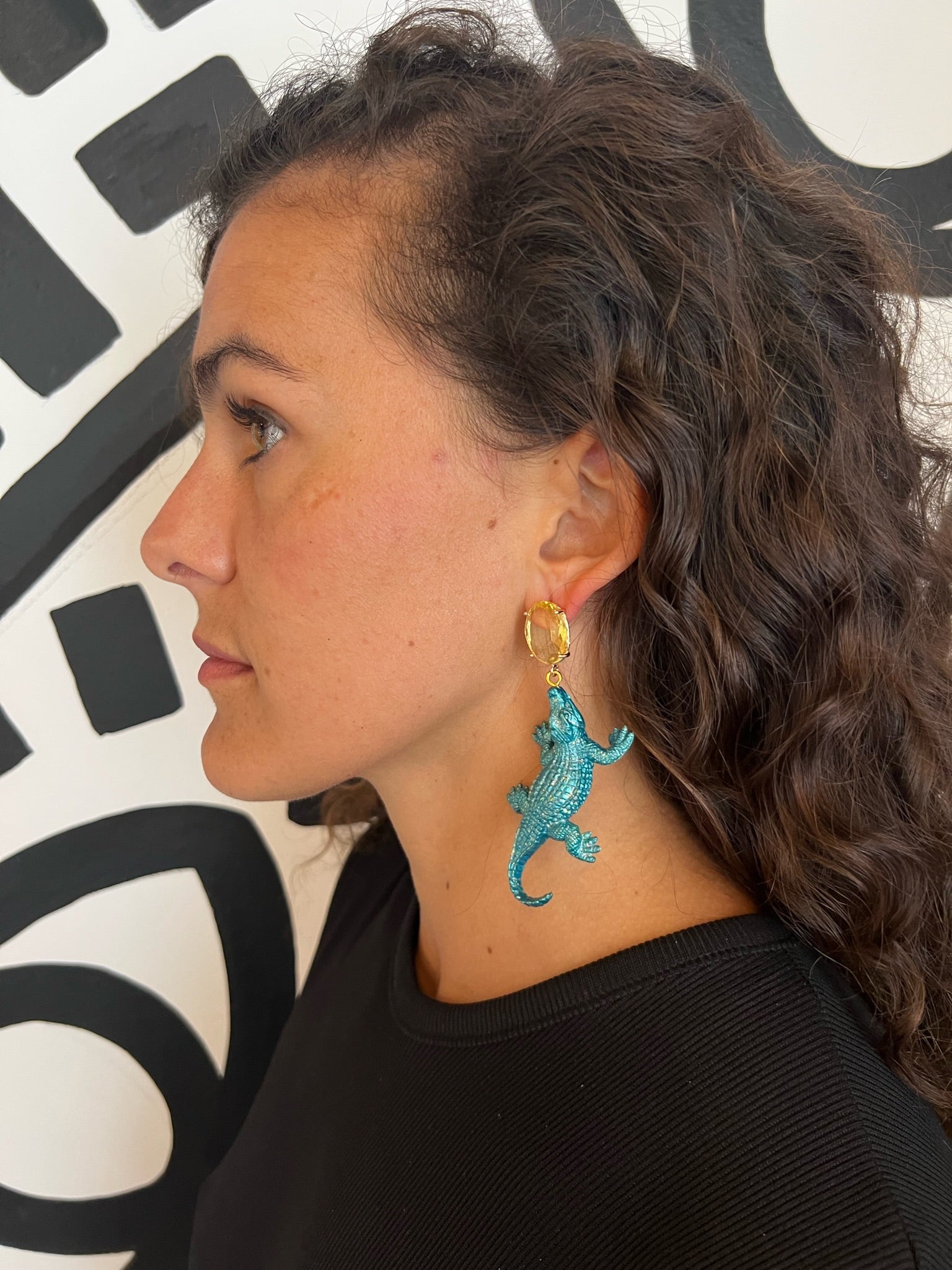 Alligator Earrings Turquoise
