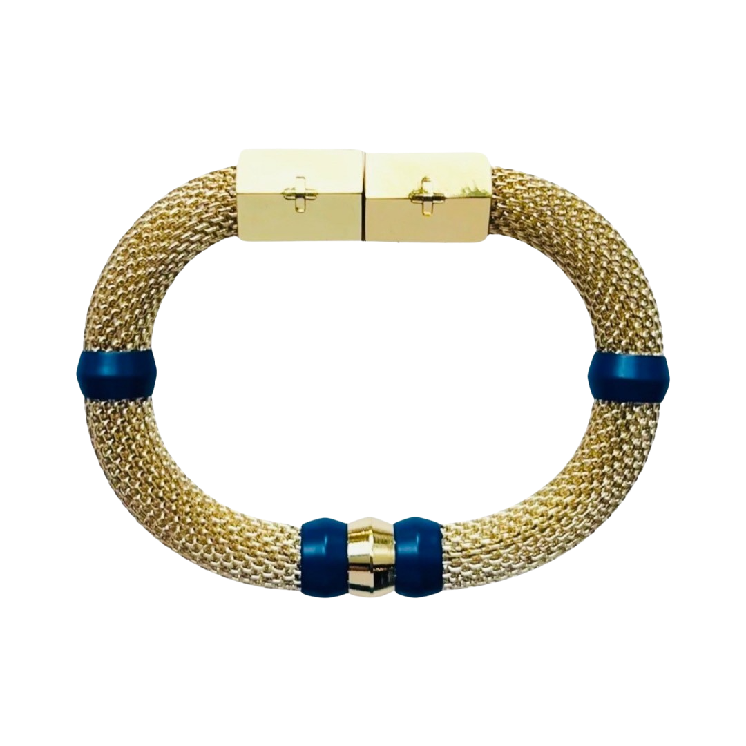 Mesh Colorblock Bracelet Gold/Navy