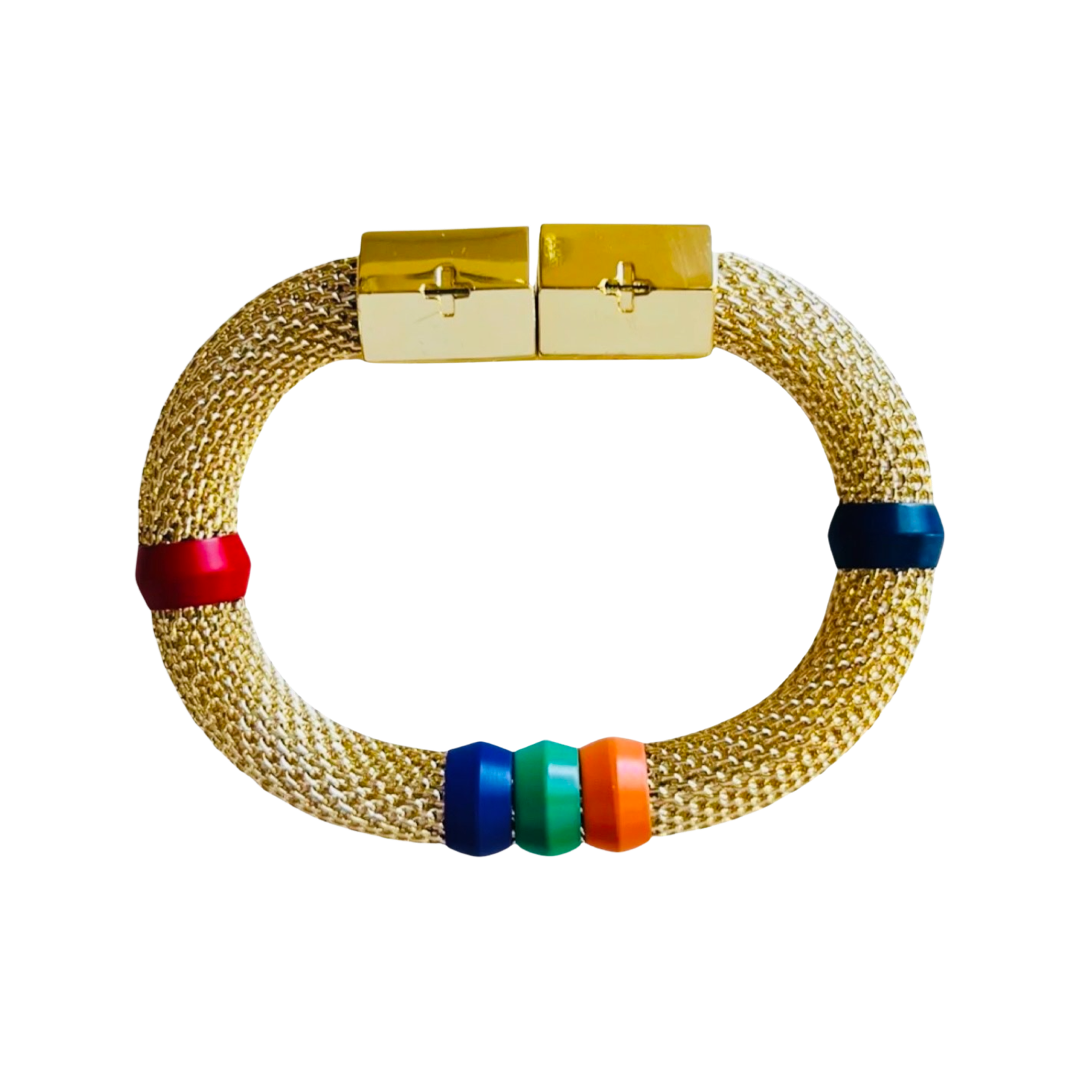 Mesh Colorblock Bracelet Multi Gold