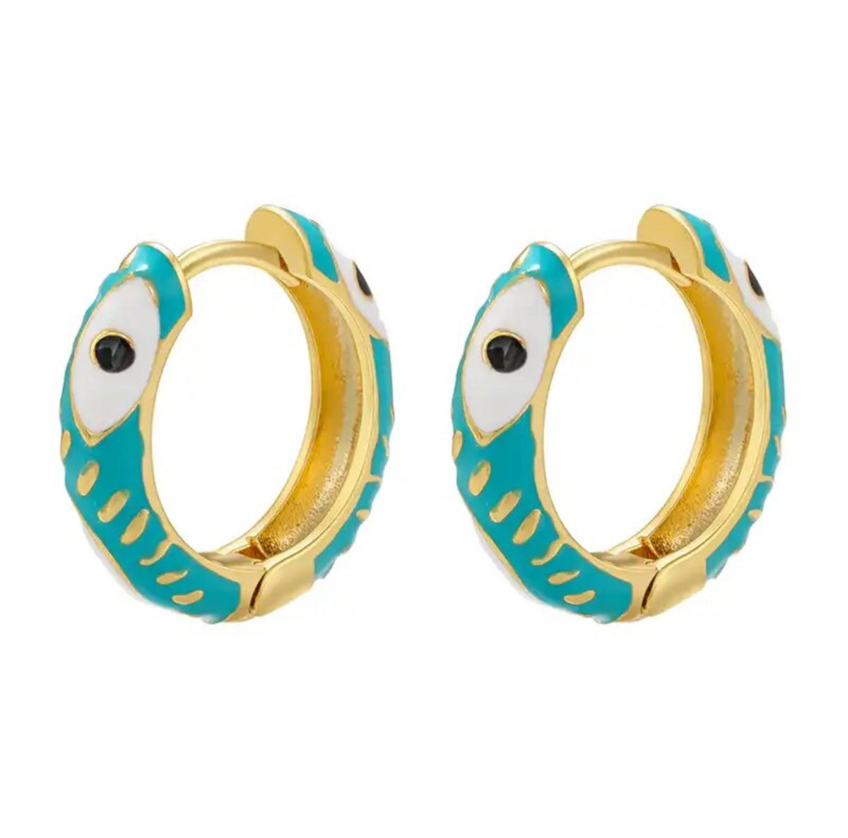 Huggie Earrings Turquoise Evil Eye