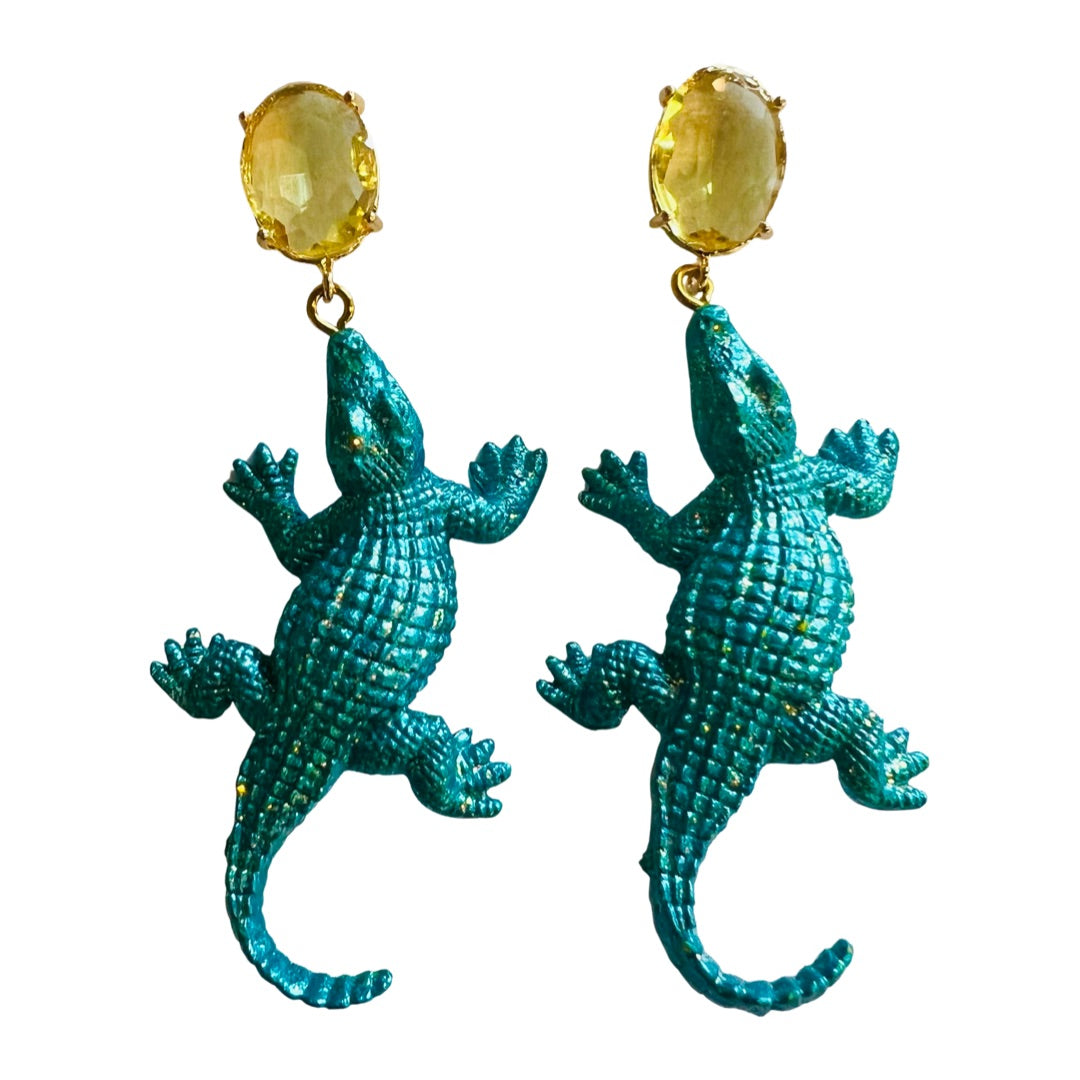 Alligator Earrings Turquoise