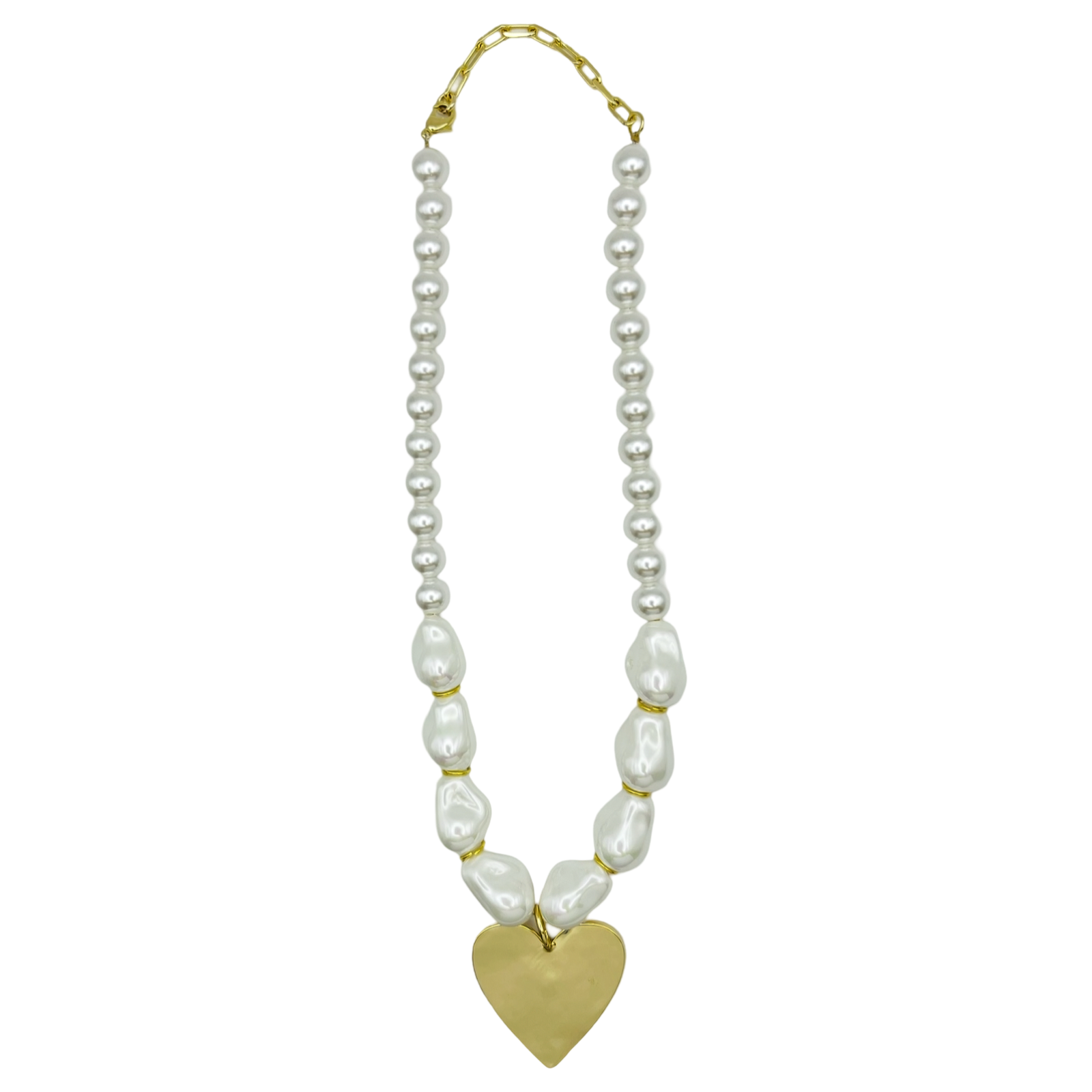 Large Heart Pearl Necklace