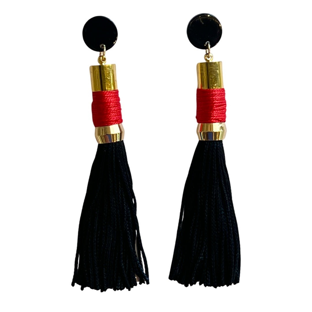 Tassel Earrings Black/Red