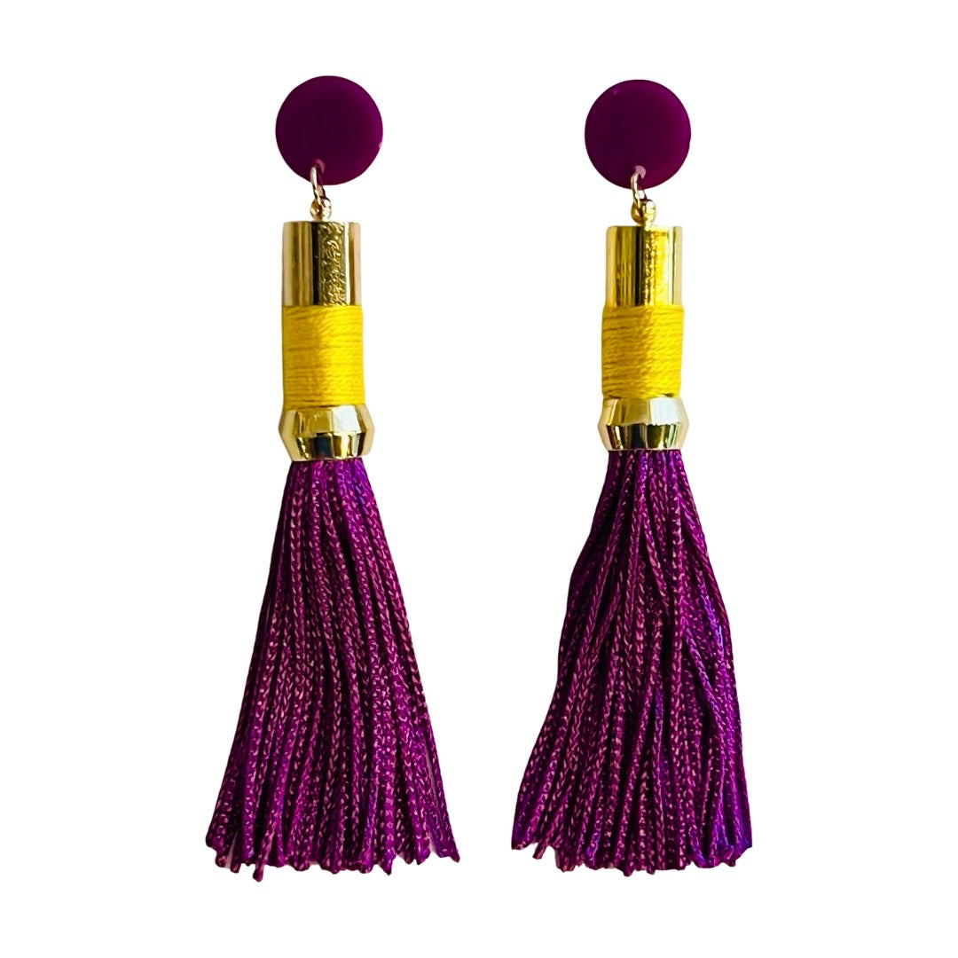 Tassel Earrings Purple/Yellow