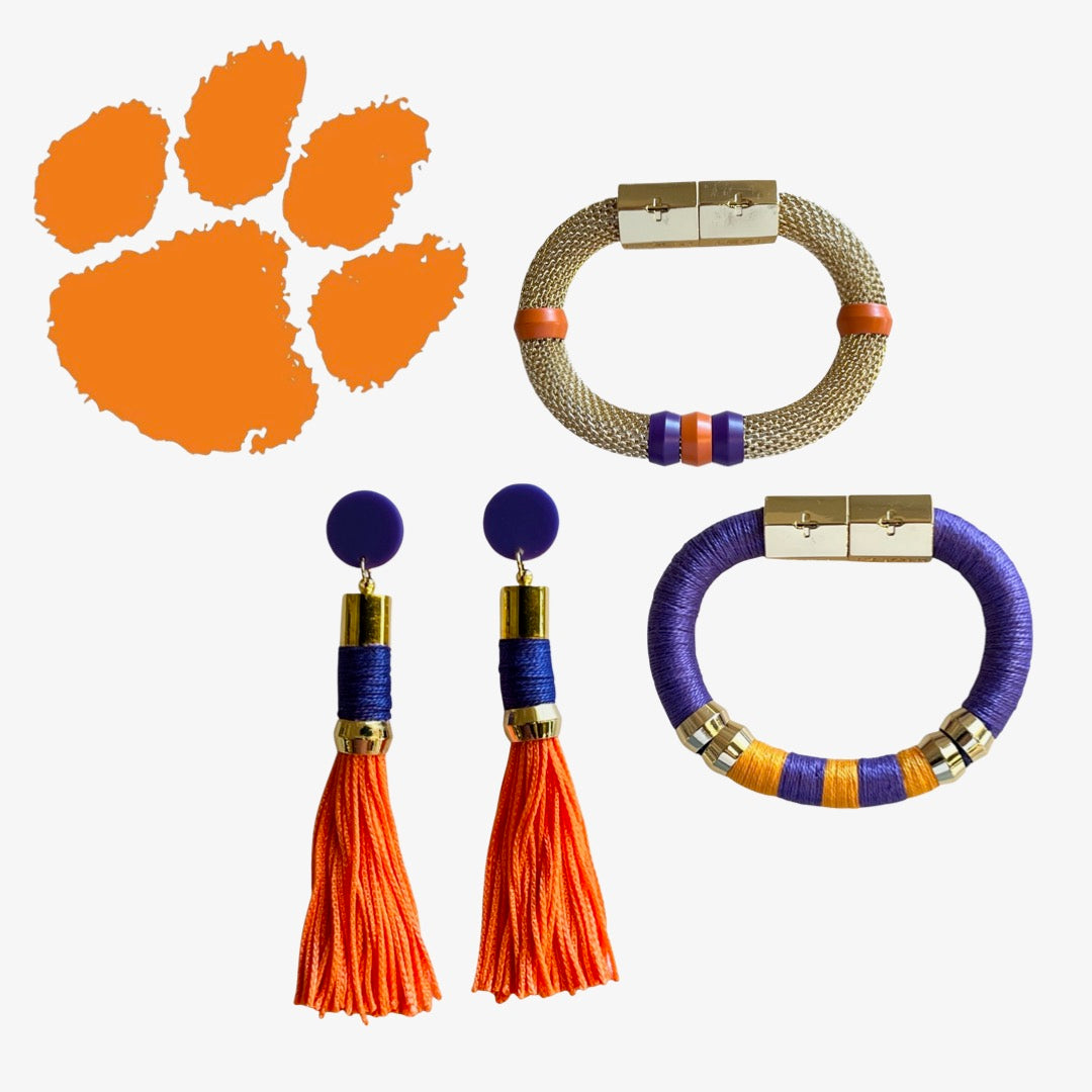 Tassel Earrings Orange/Purple