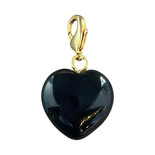 Semi-Precious Heart Charm Obsidian