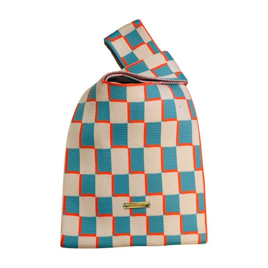 Wristlet Bag Blue Checkered