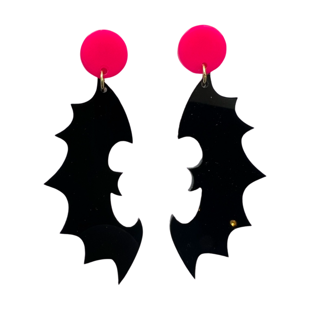 Bat Earrings Black/Pink