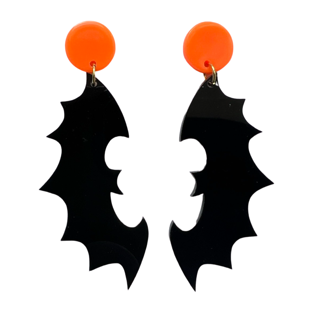 Bat Earrings Black/Orange
