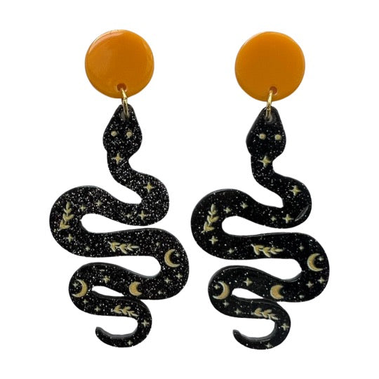 Snake Earrings Orange