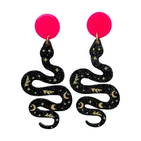 Snake Earrings Pink
