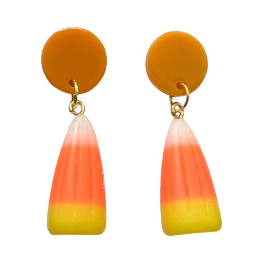 Candy Corn Earrings Orange