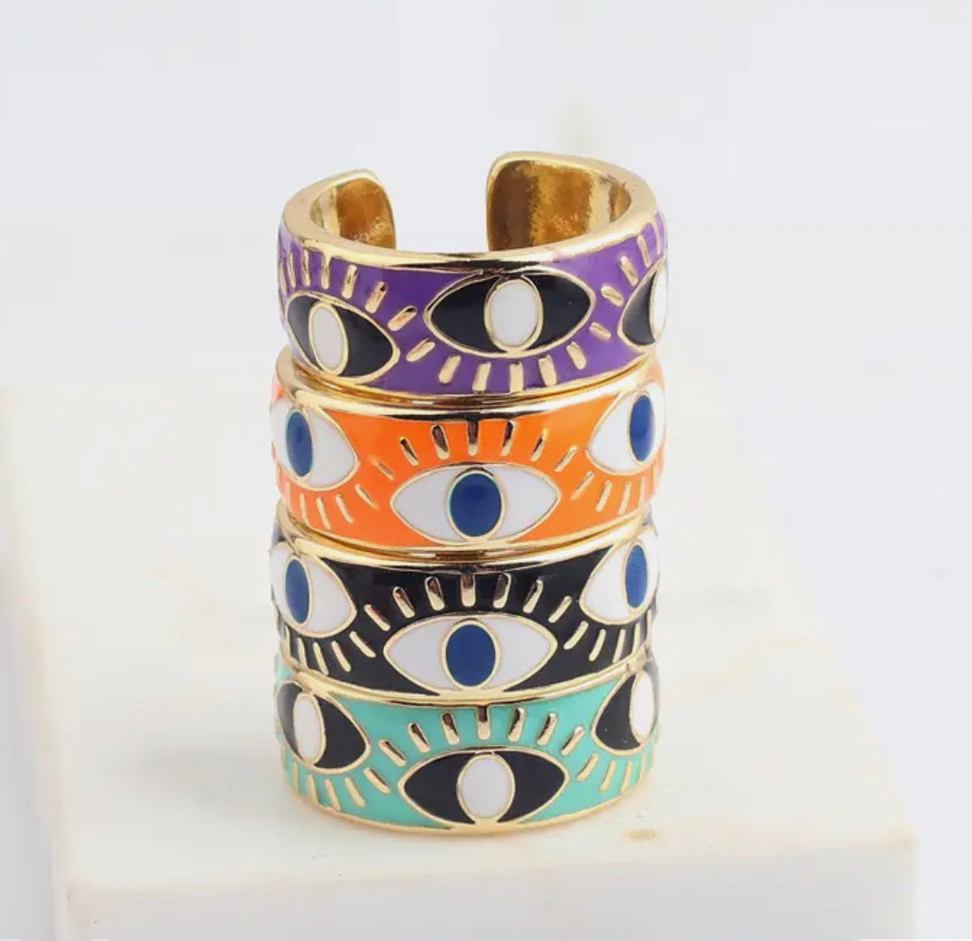 Evil Eye Band Ring Black