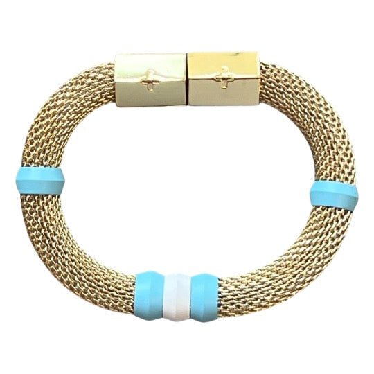 Gameday Mesh Colorblock Bracelet Carolina Blue/White