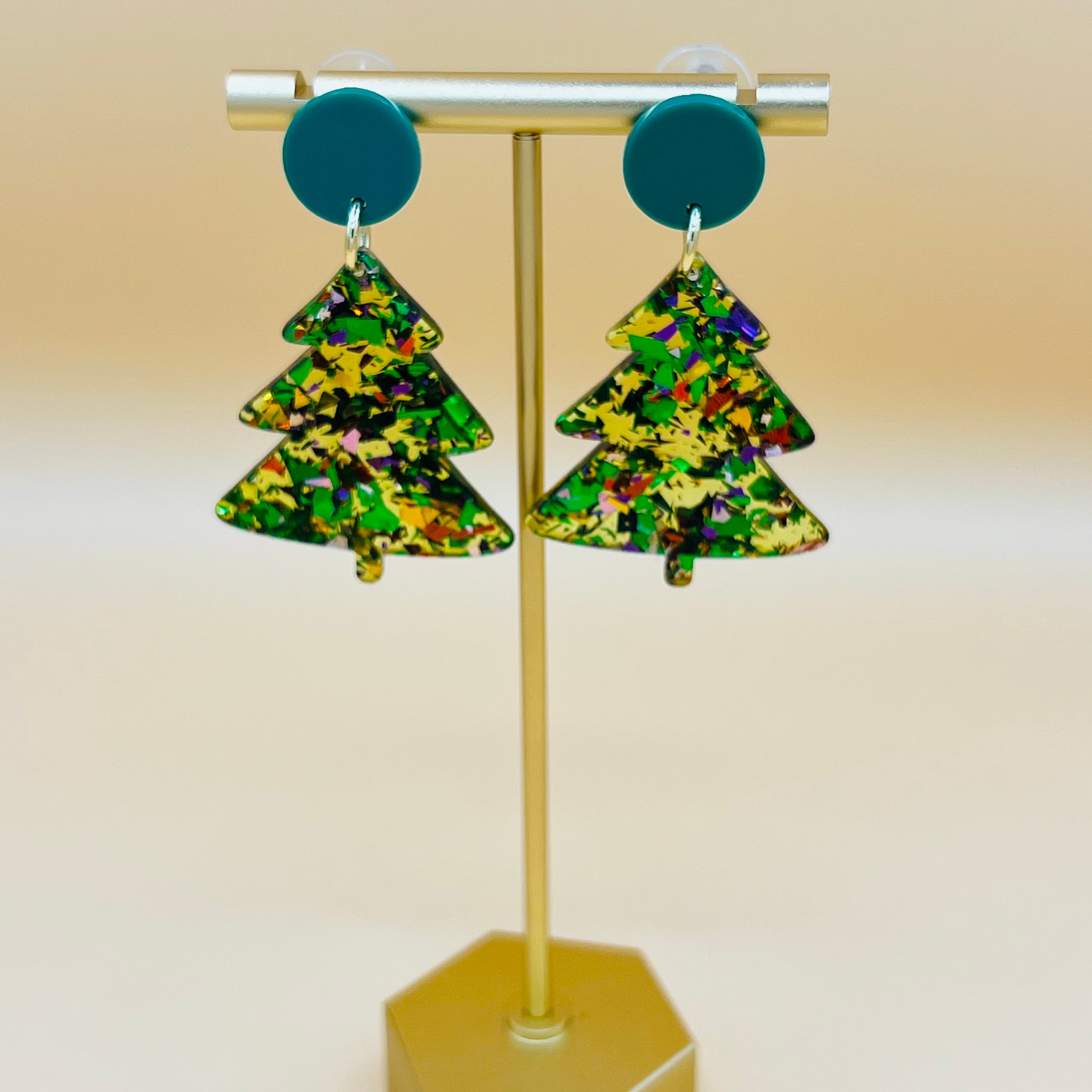 Green Tree Earrings