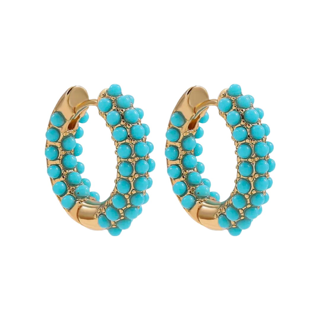 Huggie Earrings Turquoise Cluster