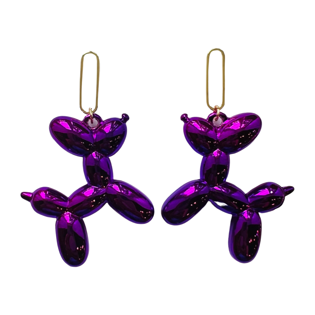 Balloon Dog Earrings Violet