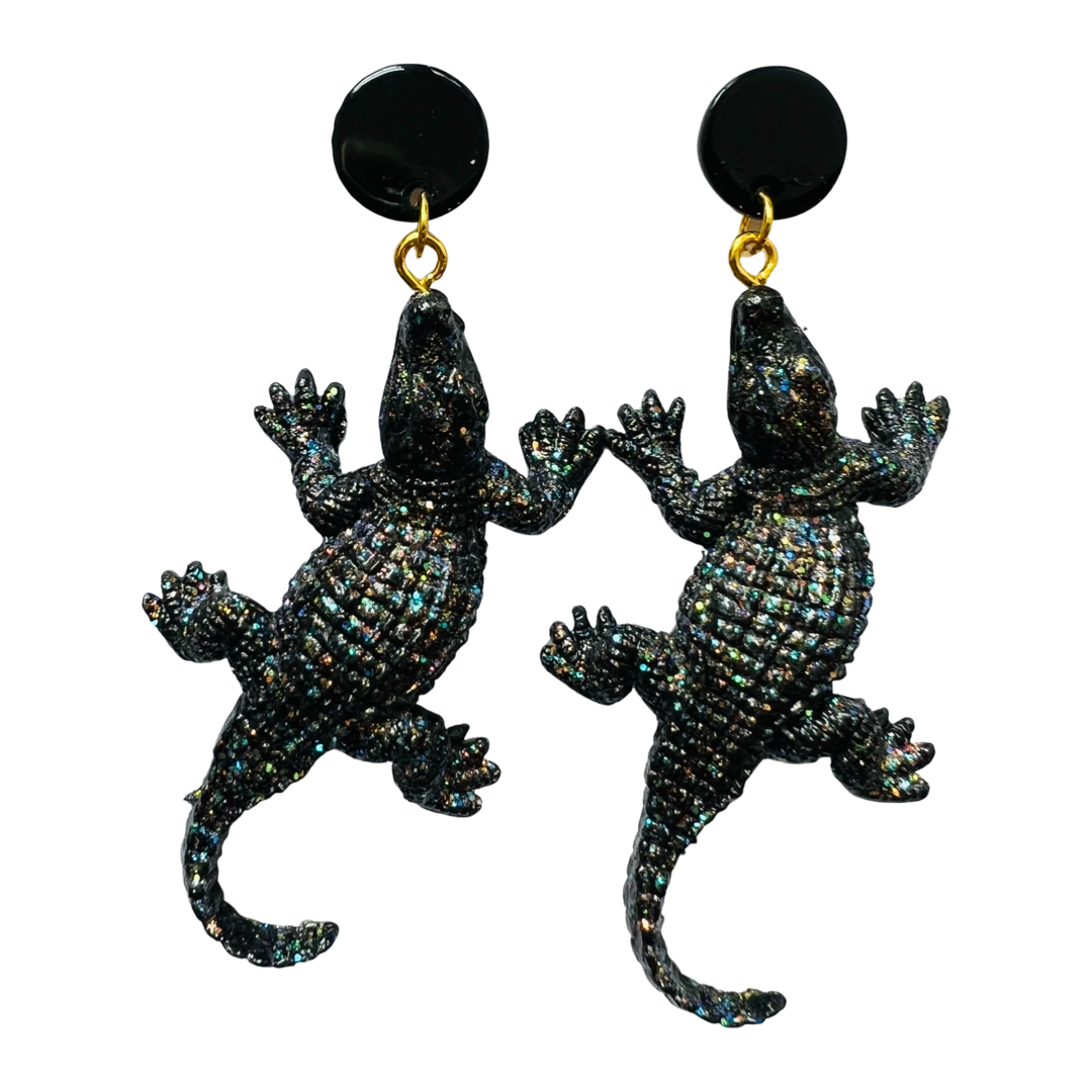 Alligator Earrings Black