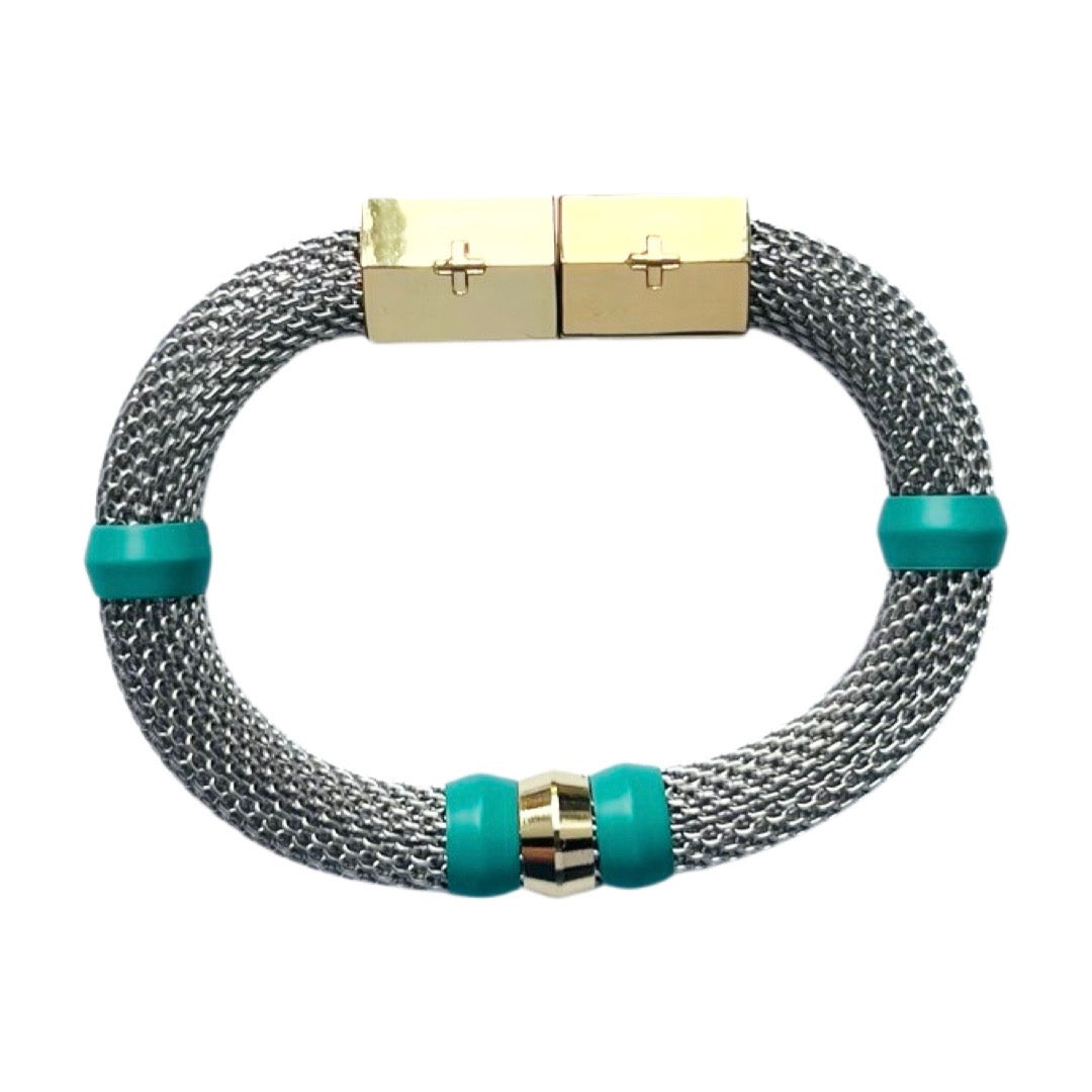 Mesh Colorblock Bracelet Two Tone/Turquoise