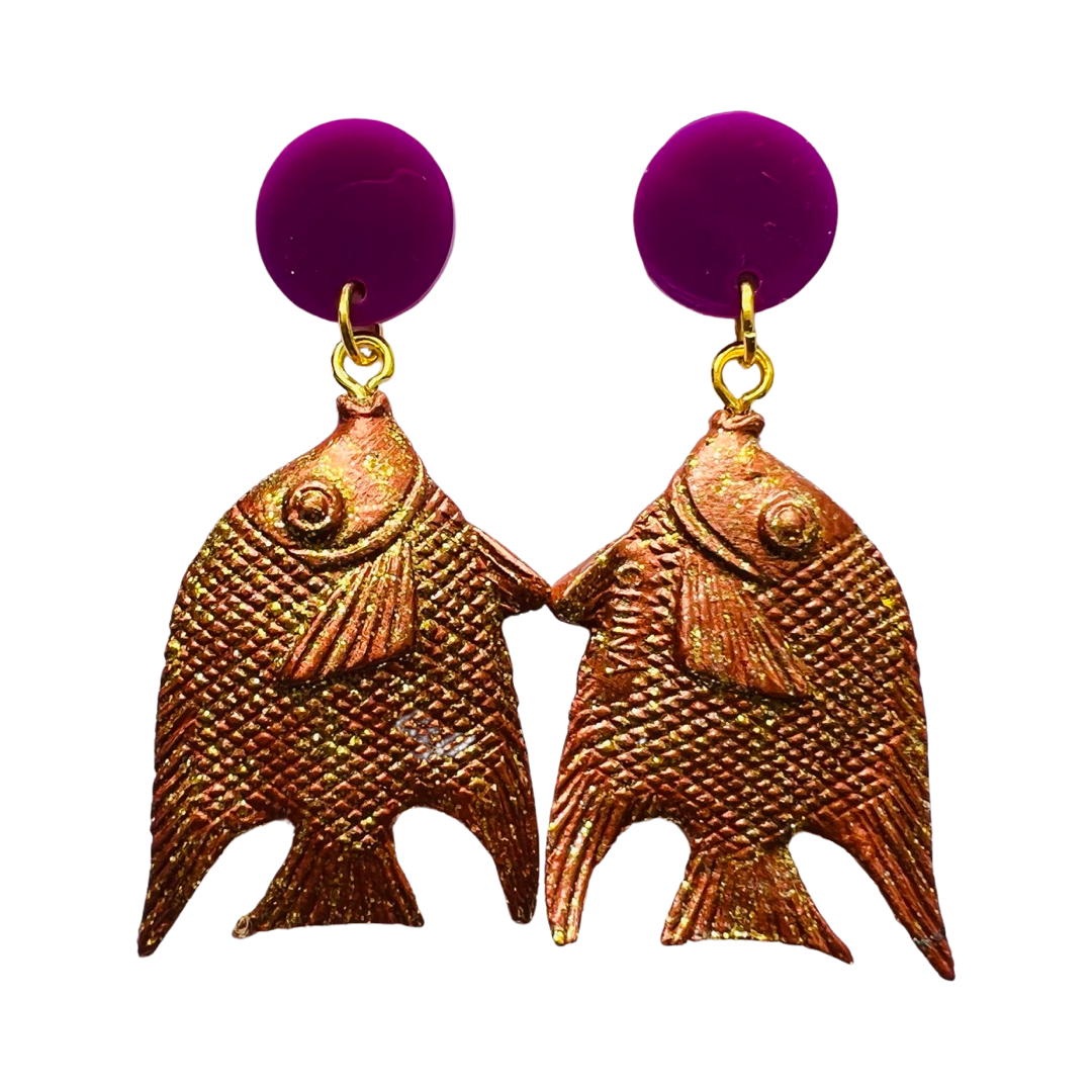 Animal Earrings Copper Fish