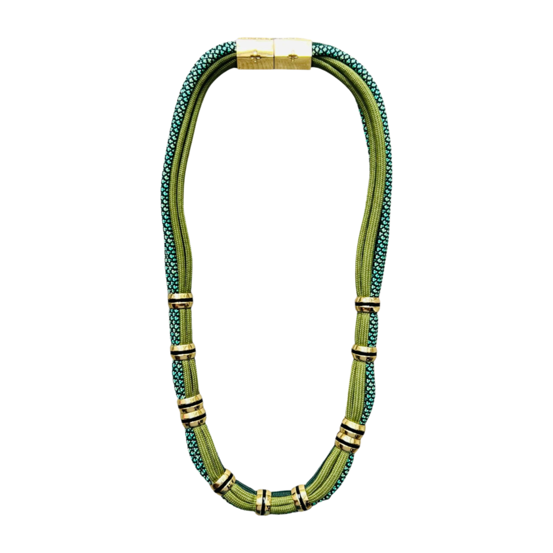 Colorblock Necklace Green Wheat Field