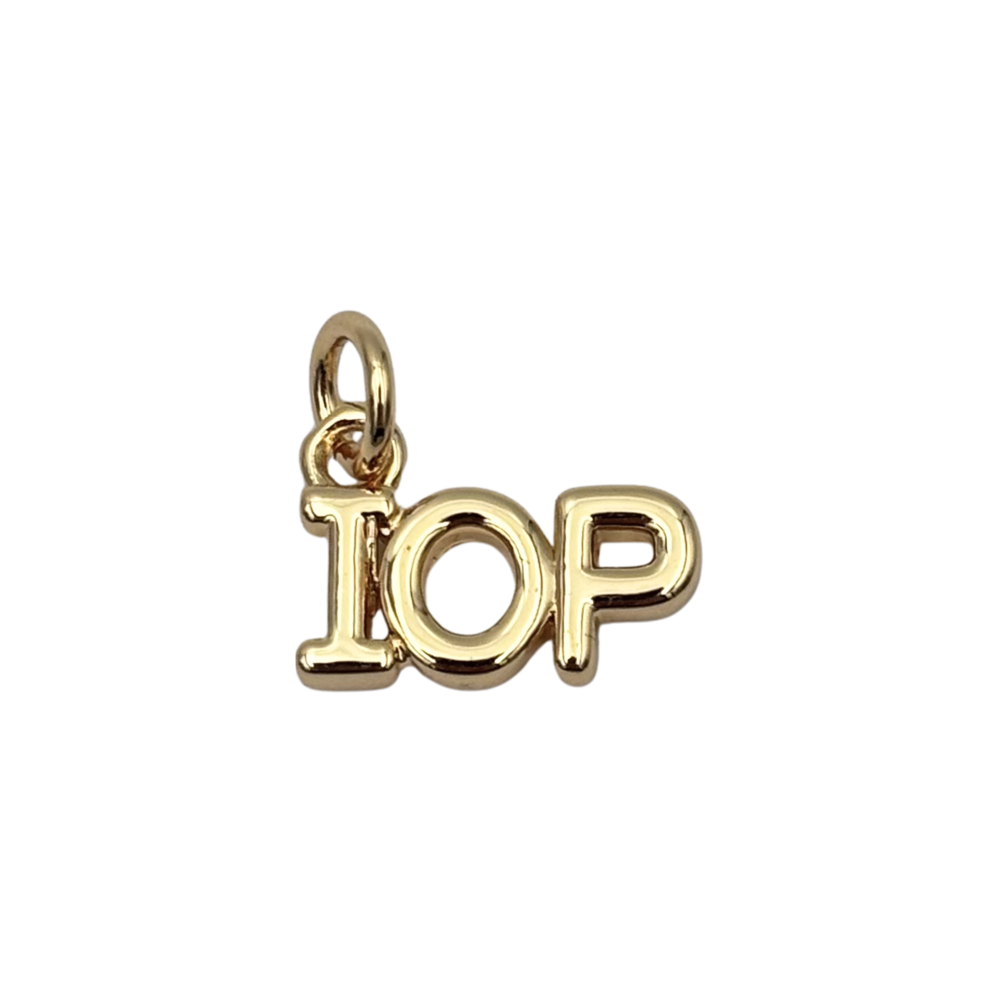 Gold 'IOP' charm with sleek finish by HOLST+LEE