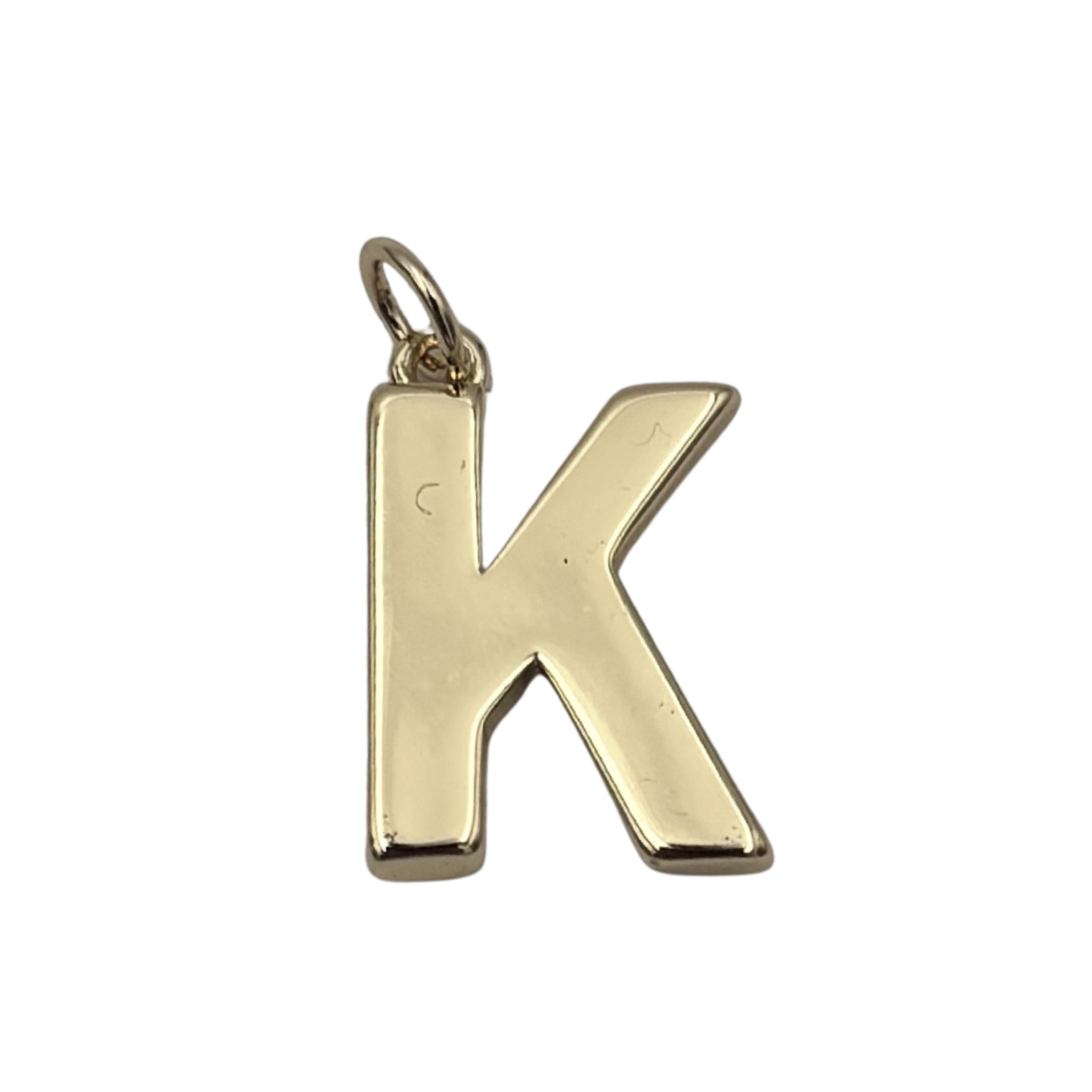 Gold block letter K initial charm by HOLST+LEE