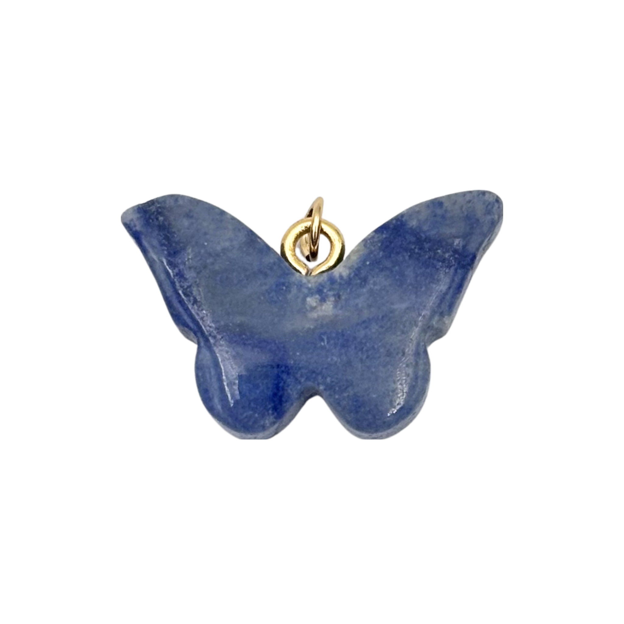 Lapis blue carved butterfly charm with polished stone finish by HOLST+LEE