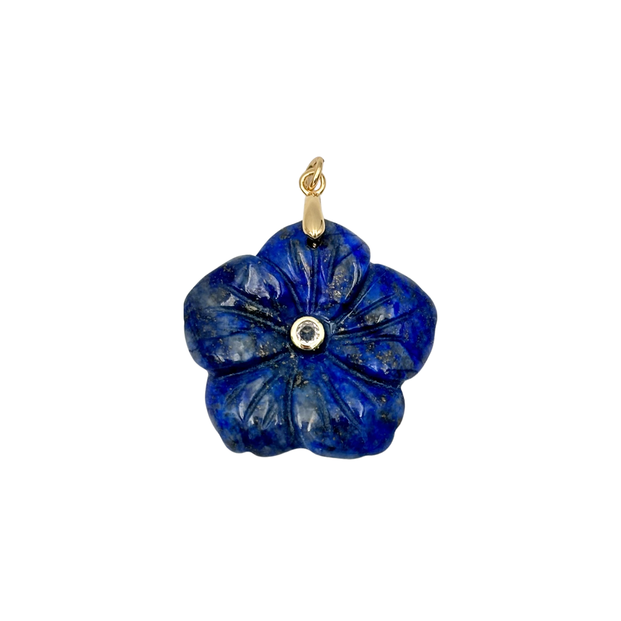 Blue lapis semi-precious flower pendant with rhinestone center piece by HOLST+LEE