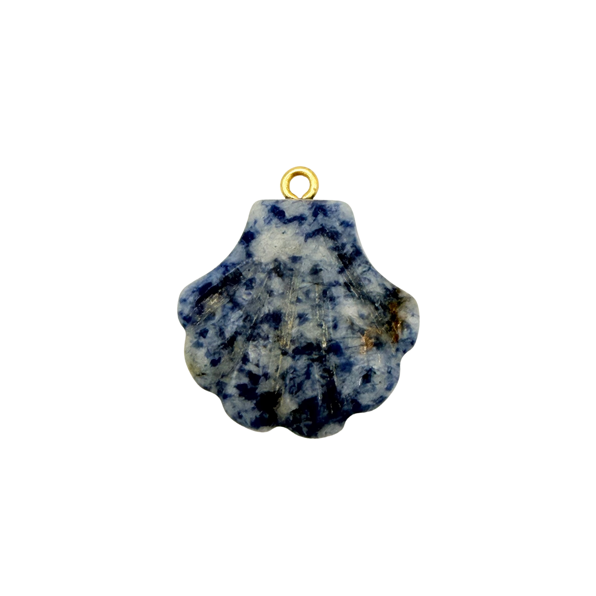 Lapis blue carved scallop shell charm with polished stone finish by HOLST+LEE