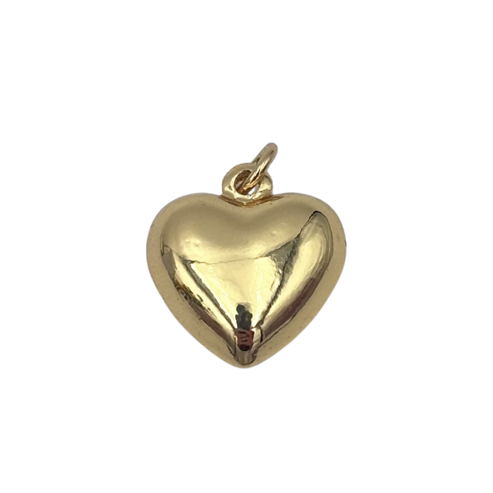Large gold puffy heart charm with polished finish by HOLST+LEE