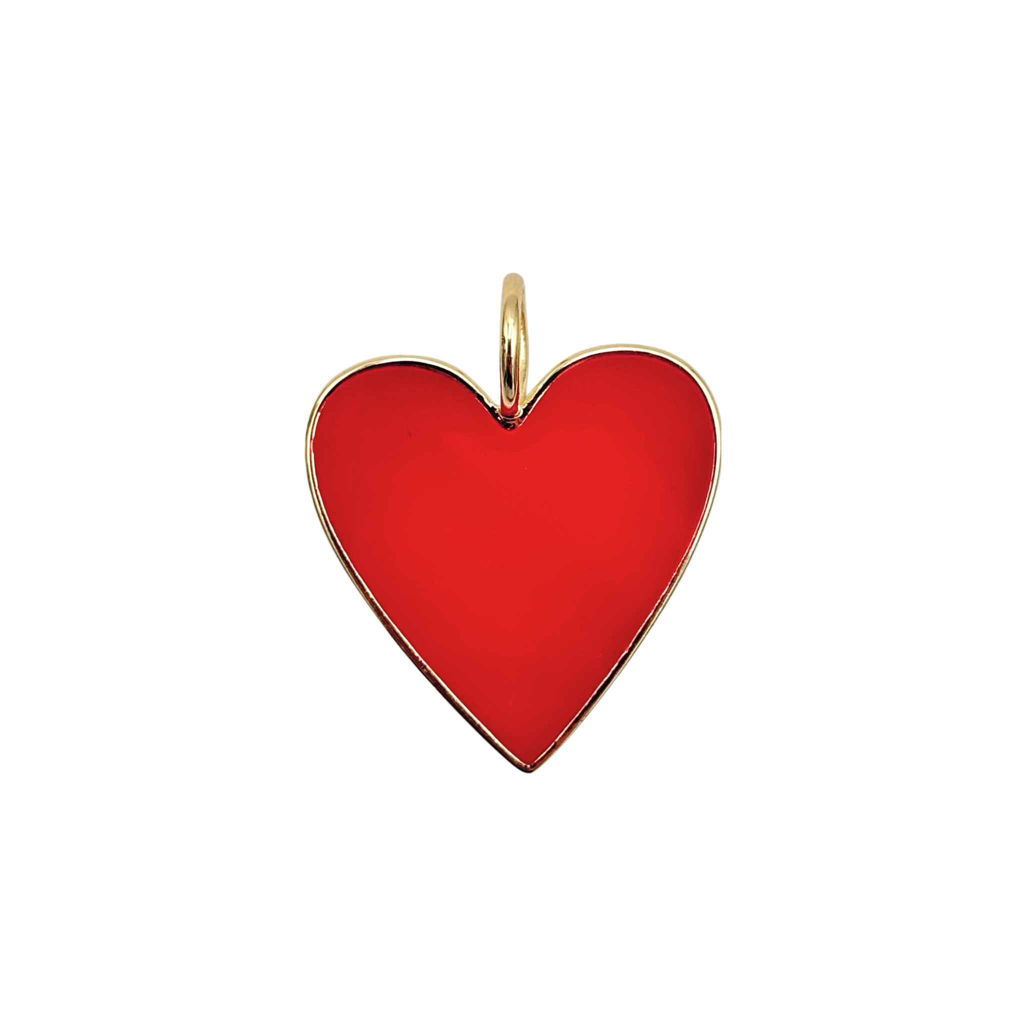 Large gold-rimmed red enamel heart charm with smooth polished face by HOLST+LEE