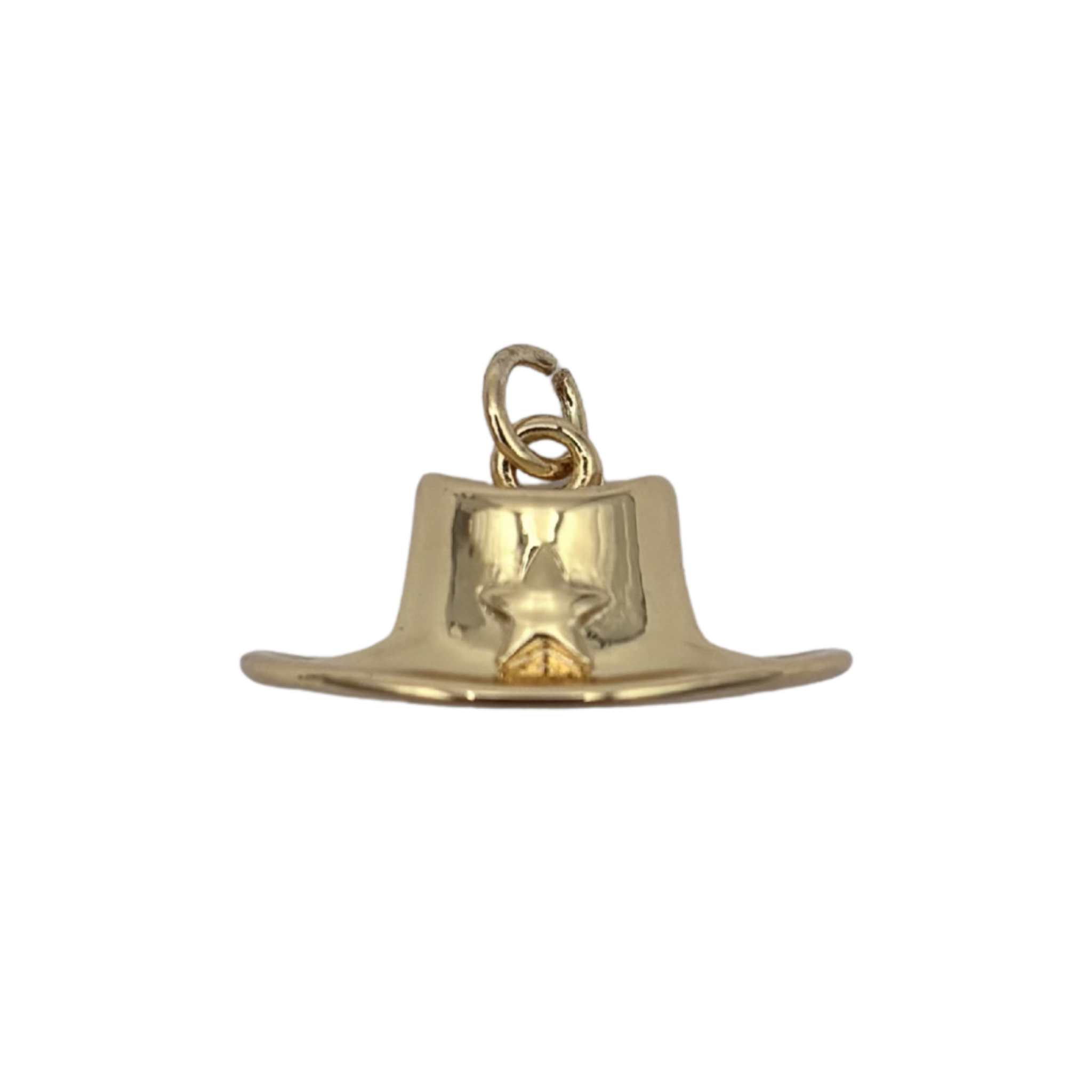 Gold cowboy hat charm with embossed star badge by HOLST+LEE