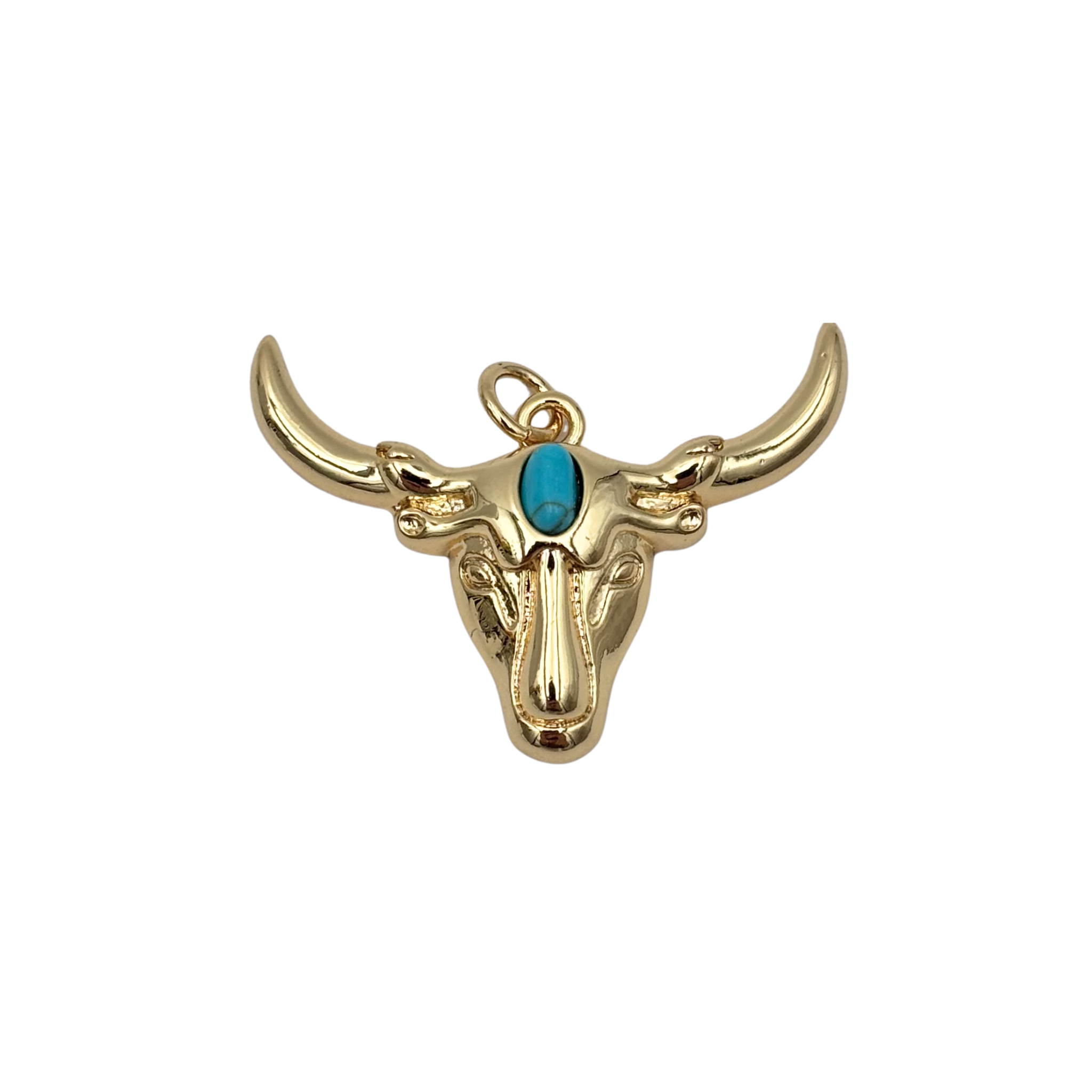 Gold longhorn charm with turquoise stone by HOLST+LEE