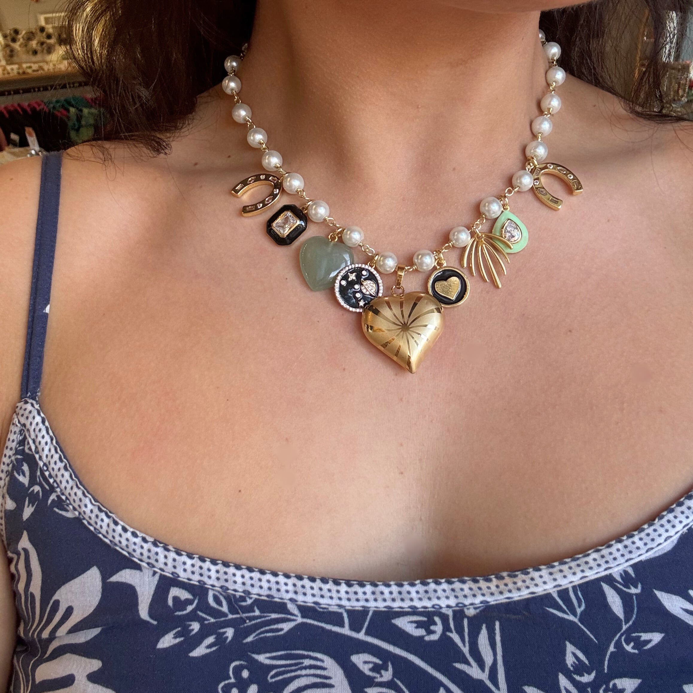 Lucky Pearl Charm Necklace