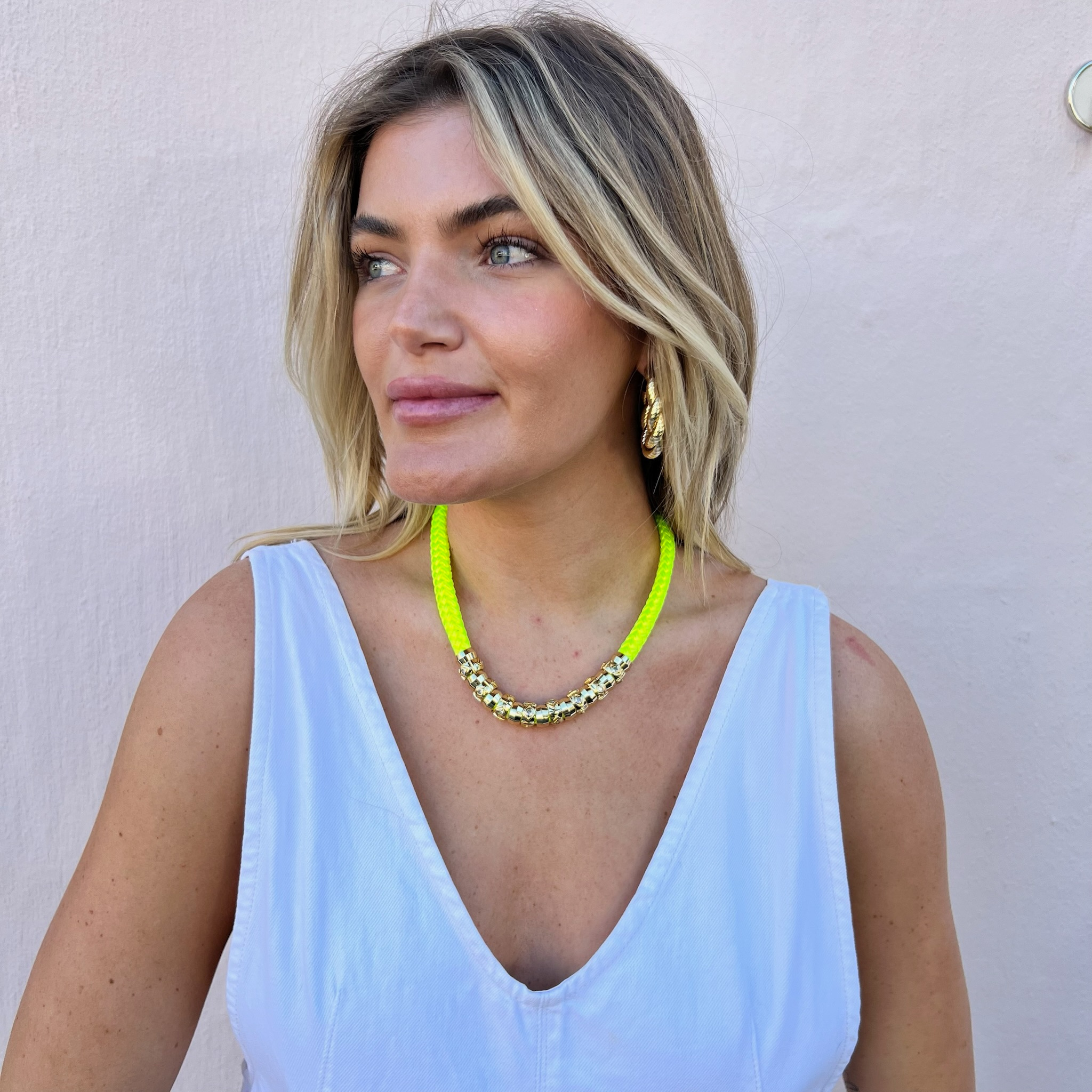 Luxe Skinny Classic Necklace- Neon Yellow