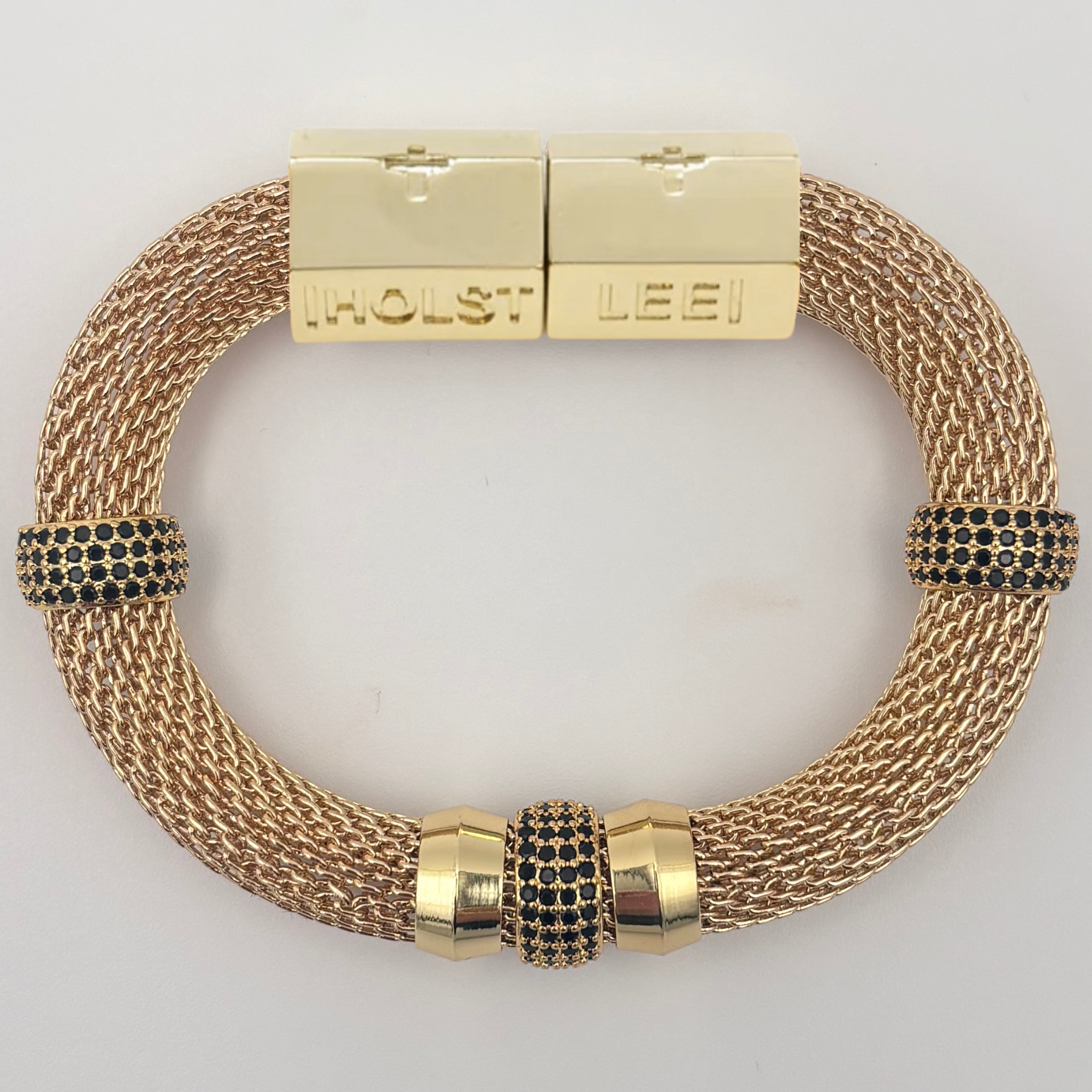 Luxe Classic Mesh Bracelets - Black - signature magnetic clasp