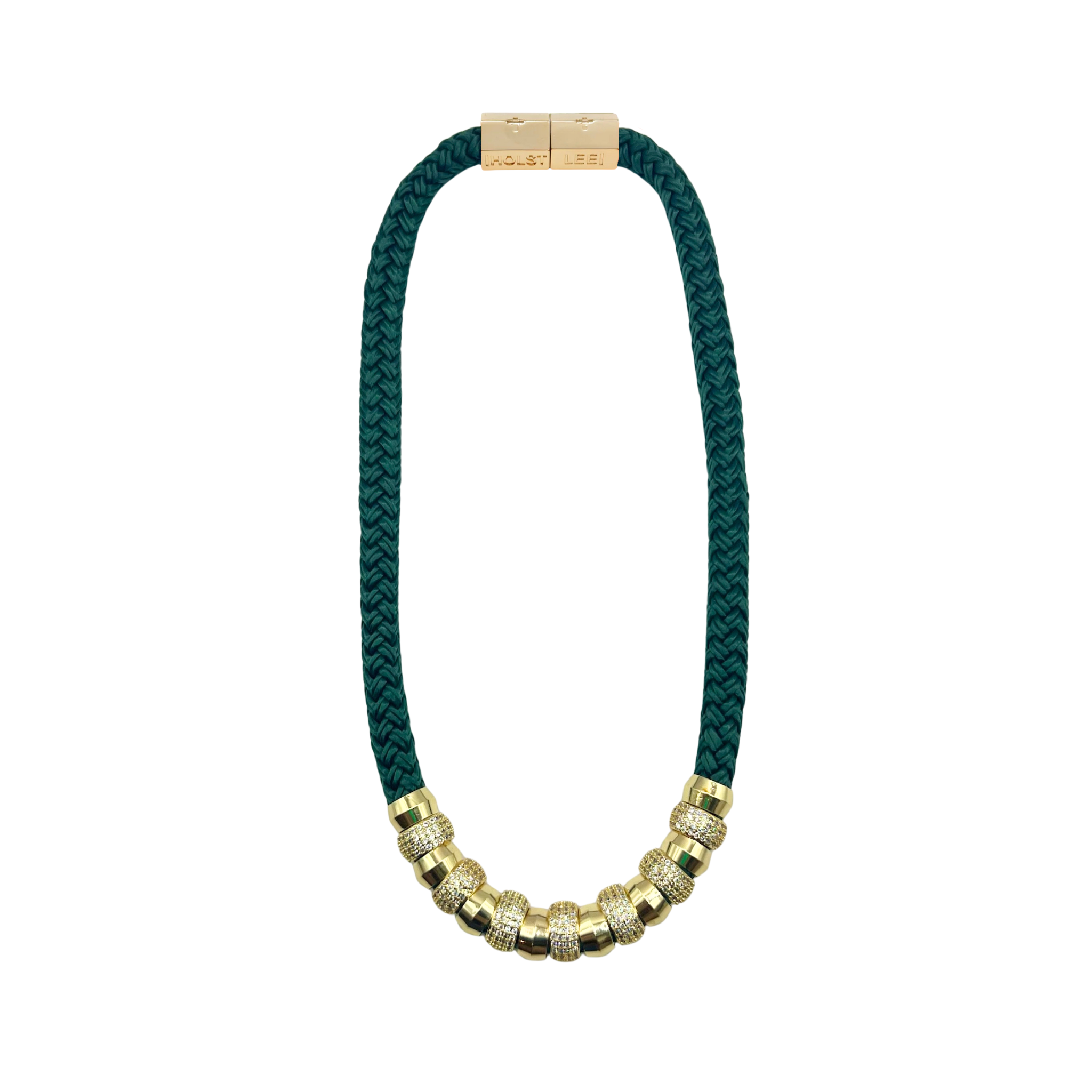 Luxe Skinny Classic Necklace - Green, signature magnetic clasp