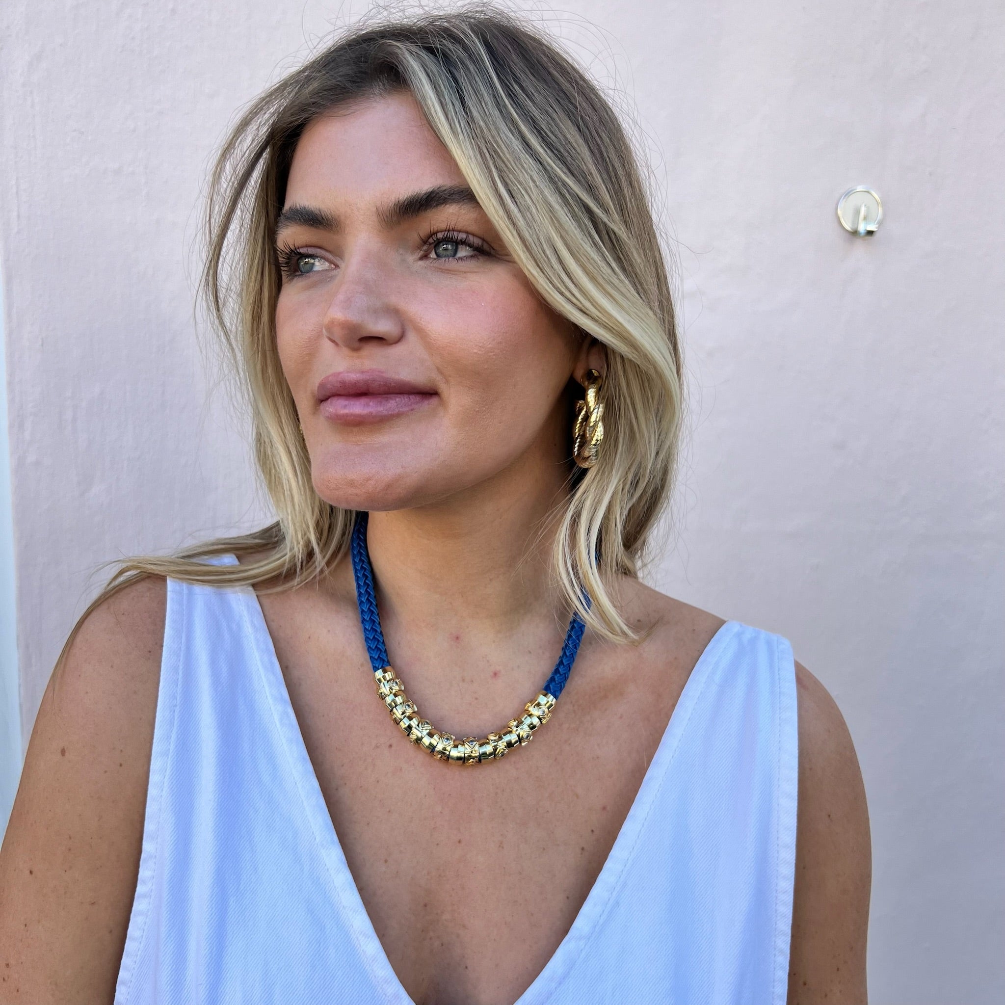 Navy Luxe Skinny Classic Necklace Signature Magnetic Clasp