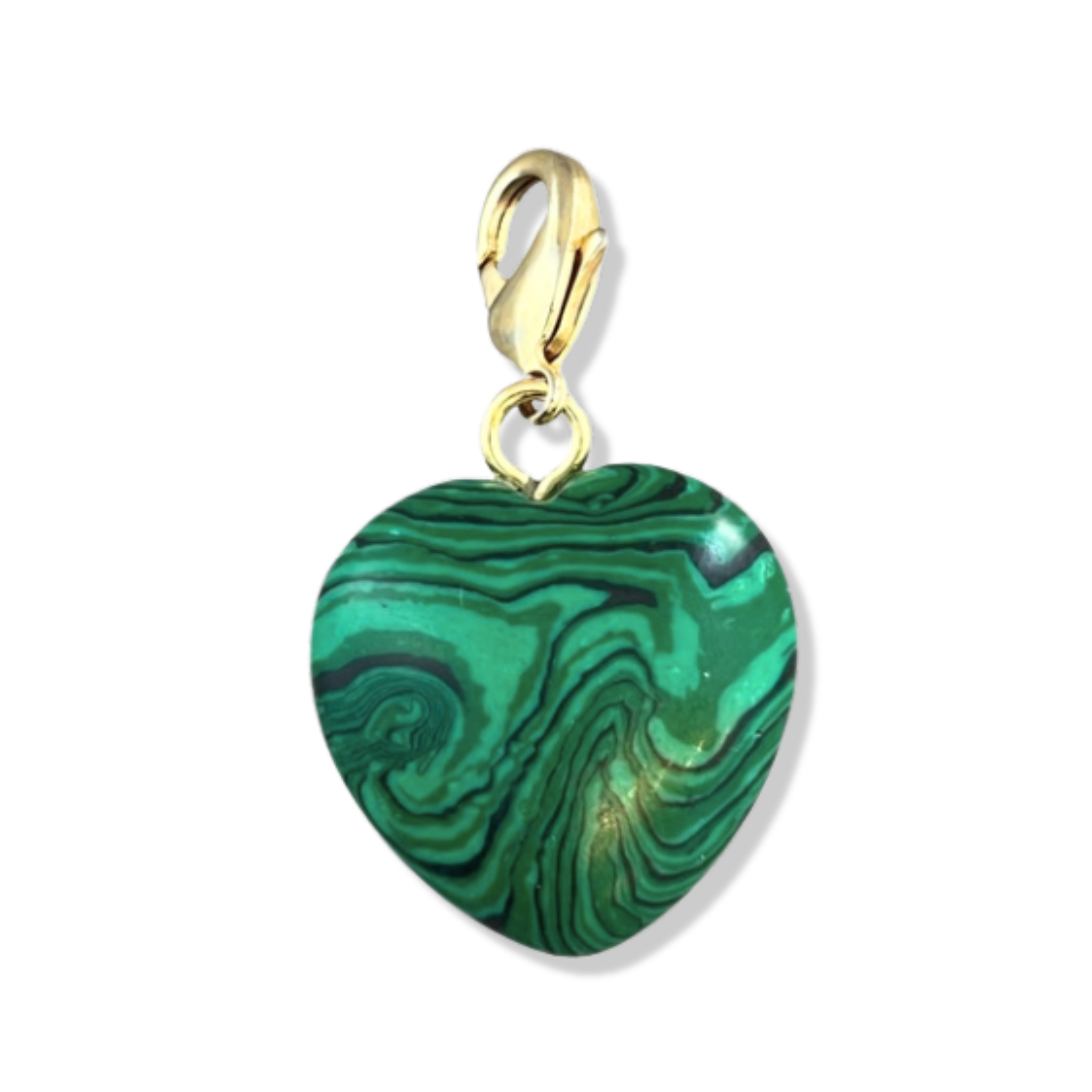Malachite semi-precious heart pendant  with gold lobster clasp by HOLST+LEE