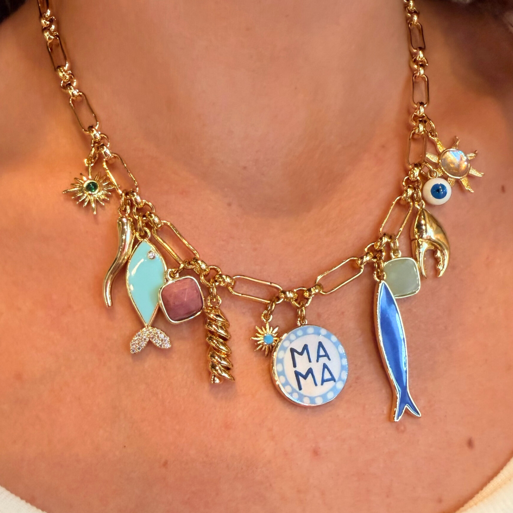 Mama Mia Necklace - on model 
