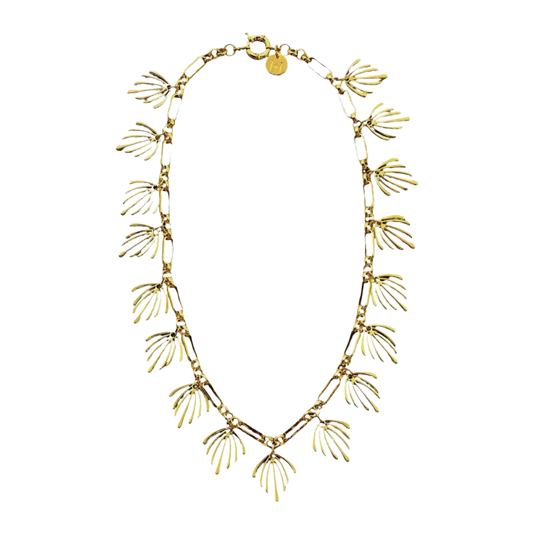 Gold thick link chain necklace with gold mattisse inspired charms by HOLST+LEE