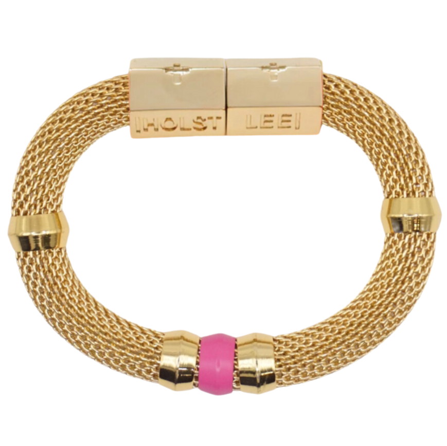 Mesh Candy Pink Bracelet Signature Clasp 