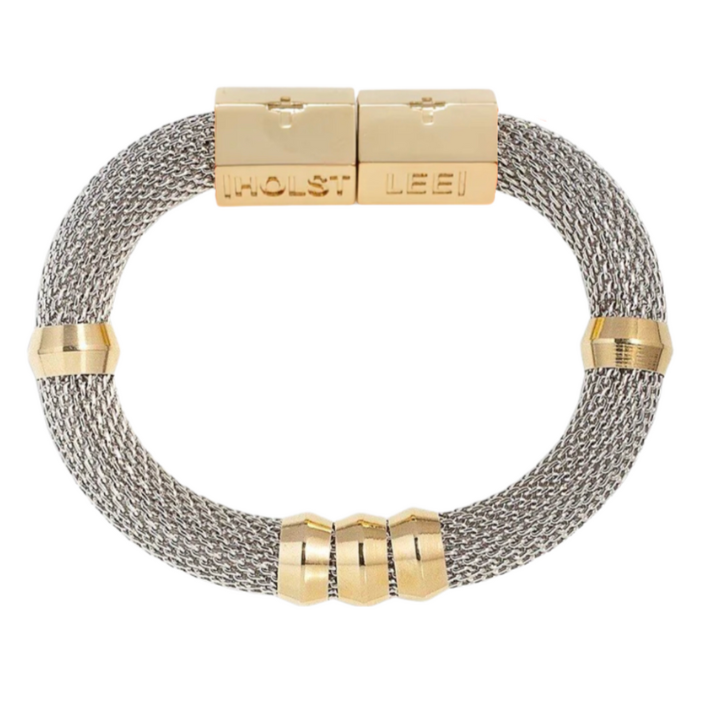 Mesh Classic Two Tone Bracelet Signature Magnetic Clasp 