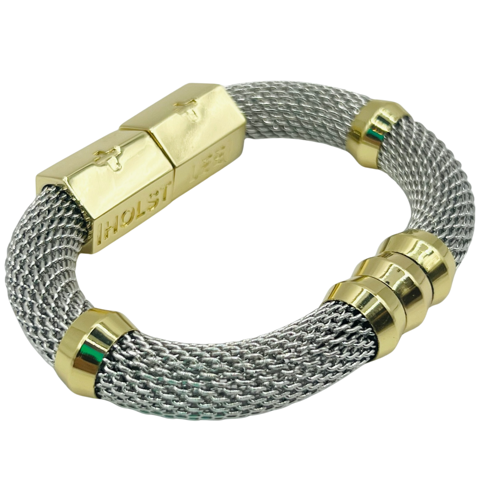 Mesh Classic Two Tone Bracelet Signature Magnetic Clasp 2