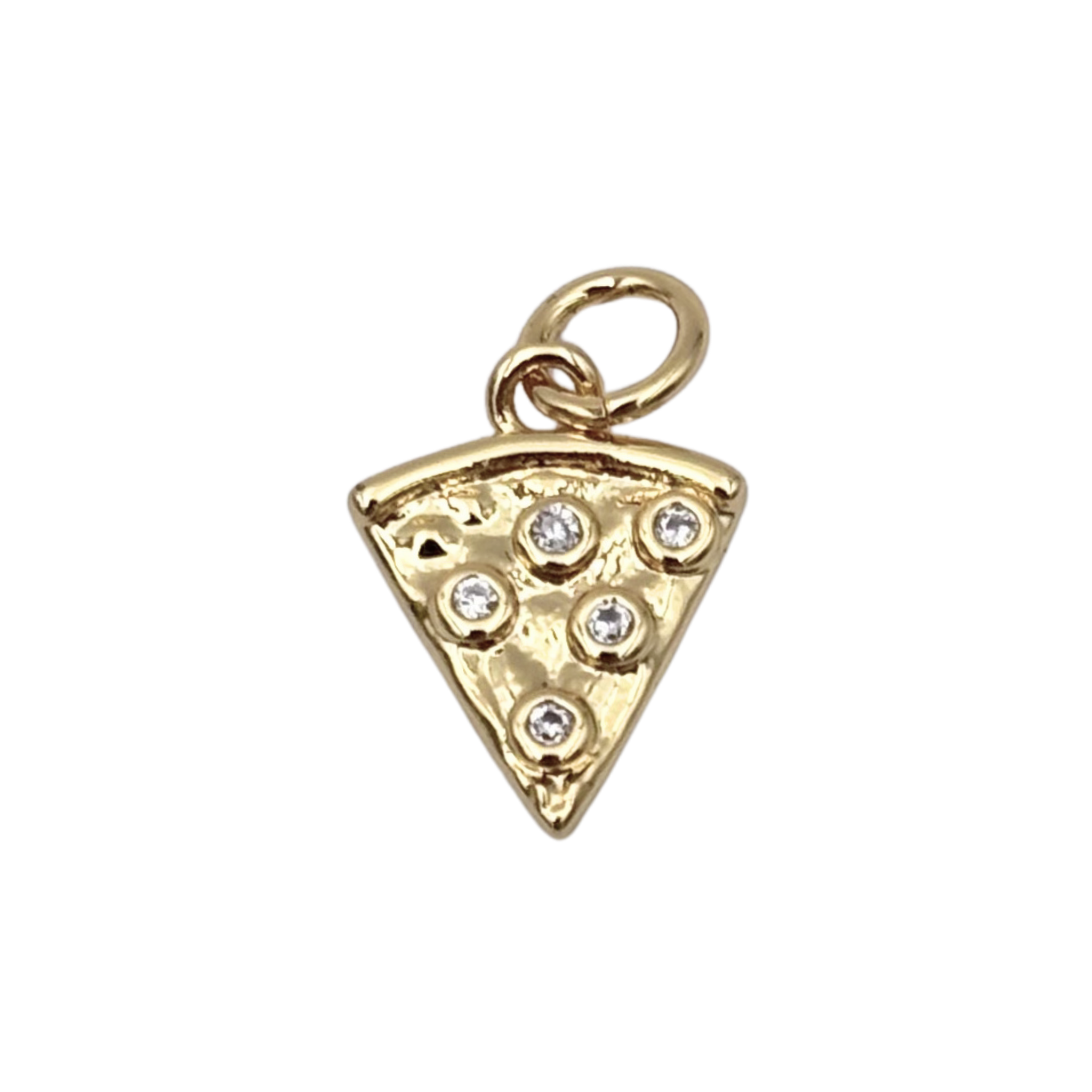 Gold pizza slice charm with rhinestones by HOLST+LEE
