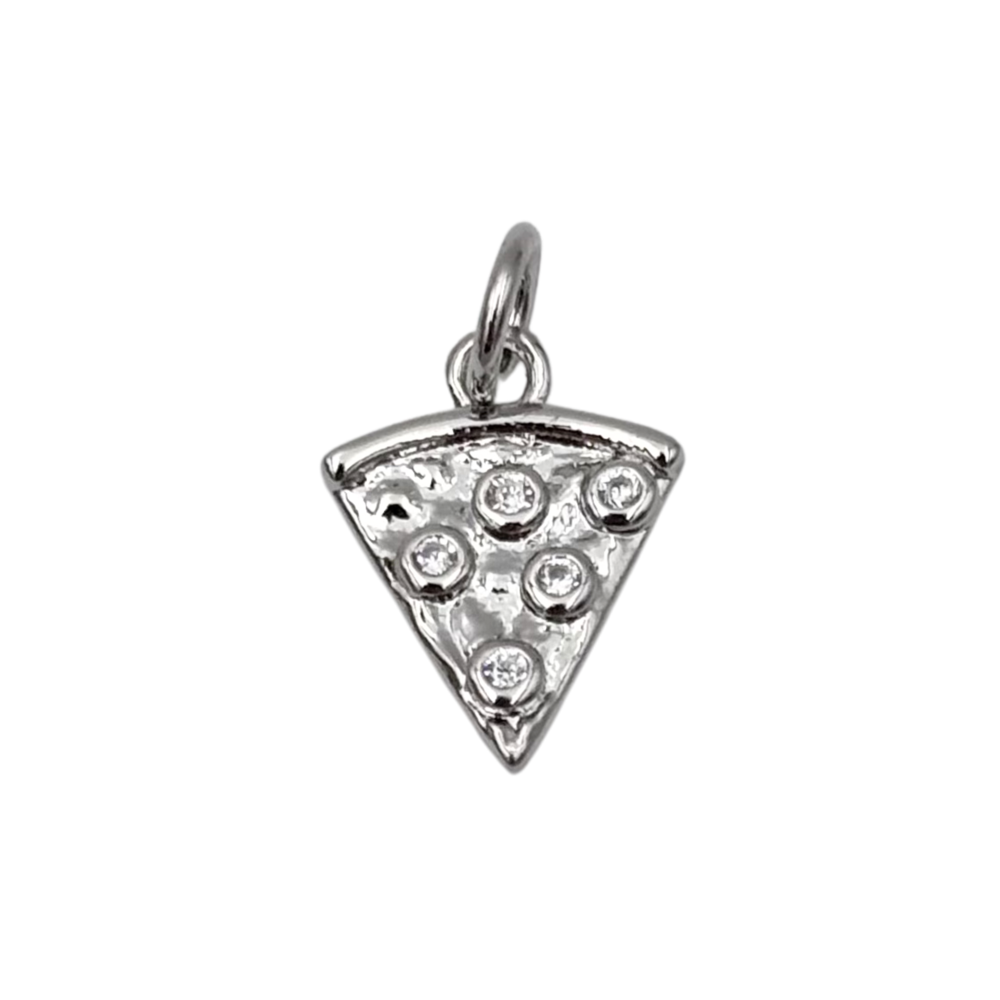 Silver pizza slice charm with rhinestones by HOLST+LEE